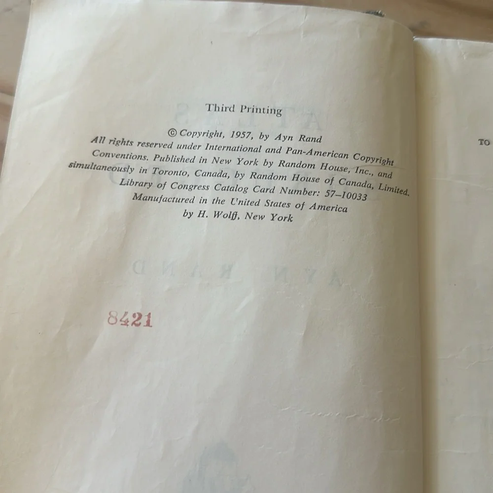 ATLAS SHRUGGED Rand, Ayn 1957 1st Edition 3rd Printing. Hardcover Library Copy. - Picture 6 of 12